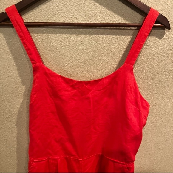 Cynthia Rowley 100% Linen Wide Leg Cropped Romper Jumpsuit, size 4, Orange - Picture 3 of 11